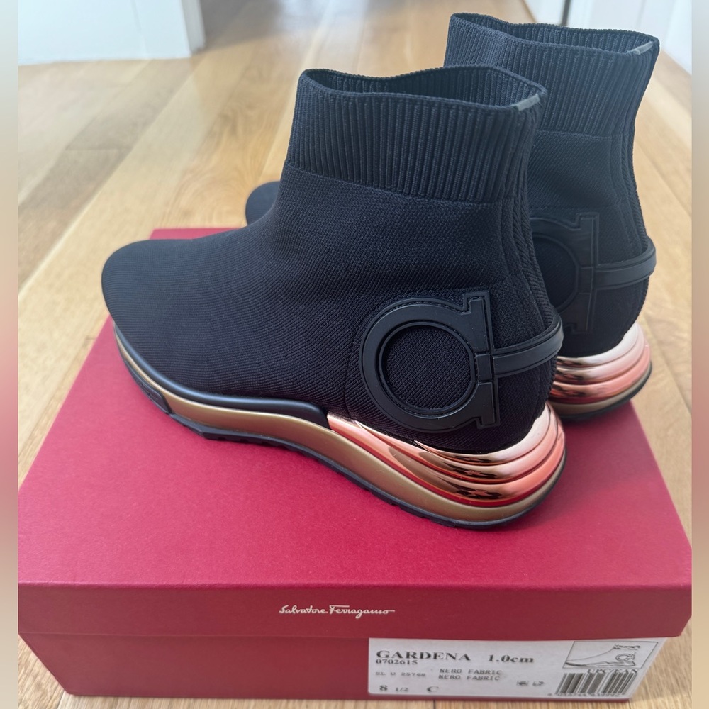 Ferragamo Gardena Gancini Sock High-Top Womans Sneakers Size 8.5
